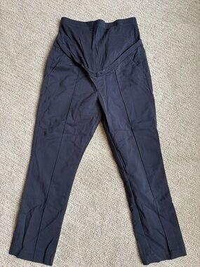 Seraphine Navy Skinny Maternity Trousers with Fold-Over Panel